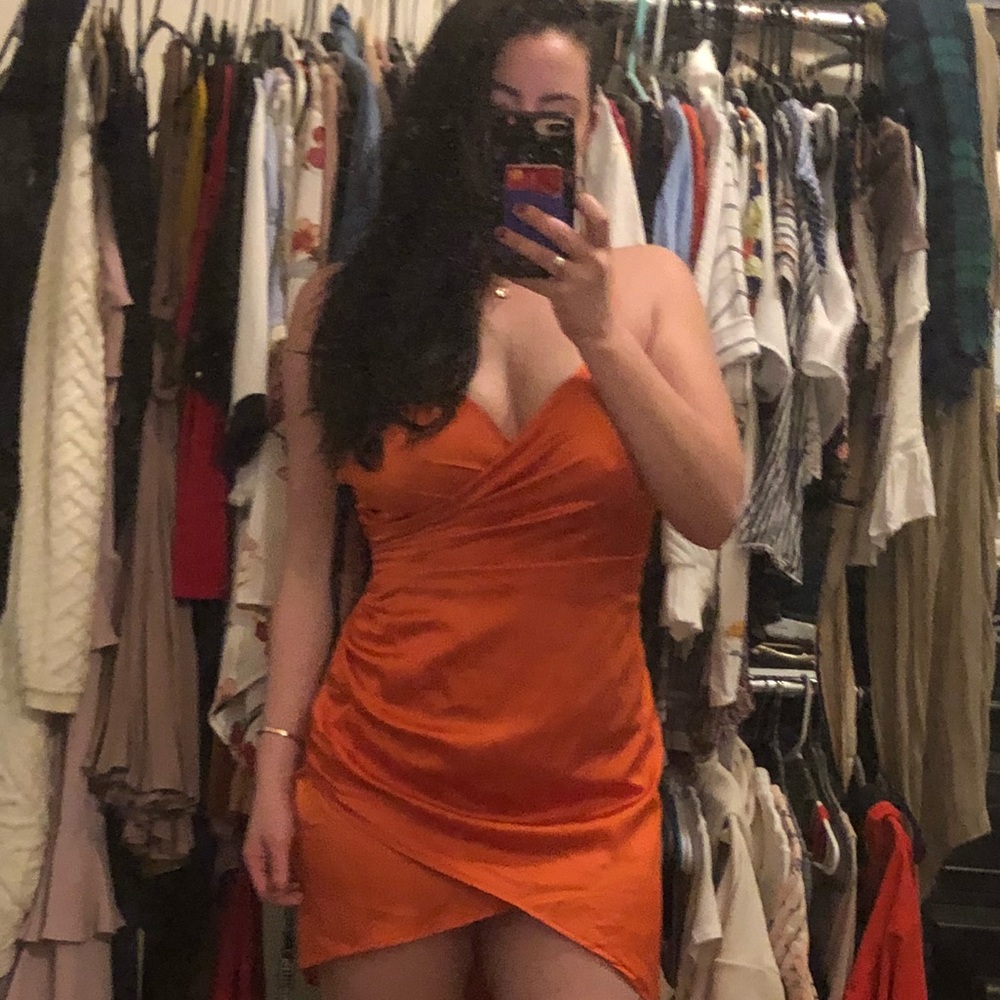 Silk orange high to low dress